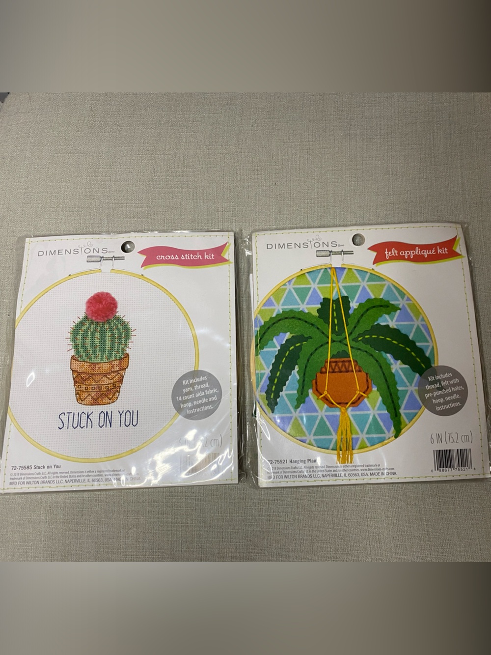 Cactus Cross Stitch Kit and Hanging Plant Felt Appliqué kit